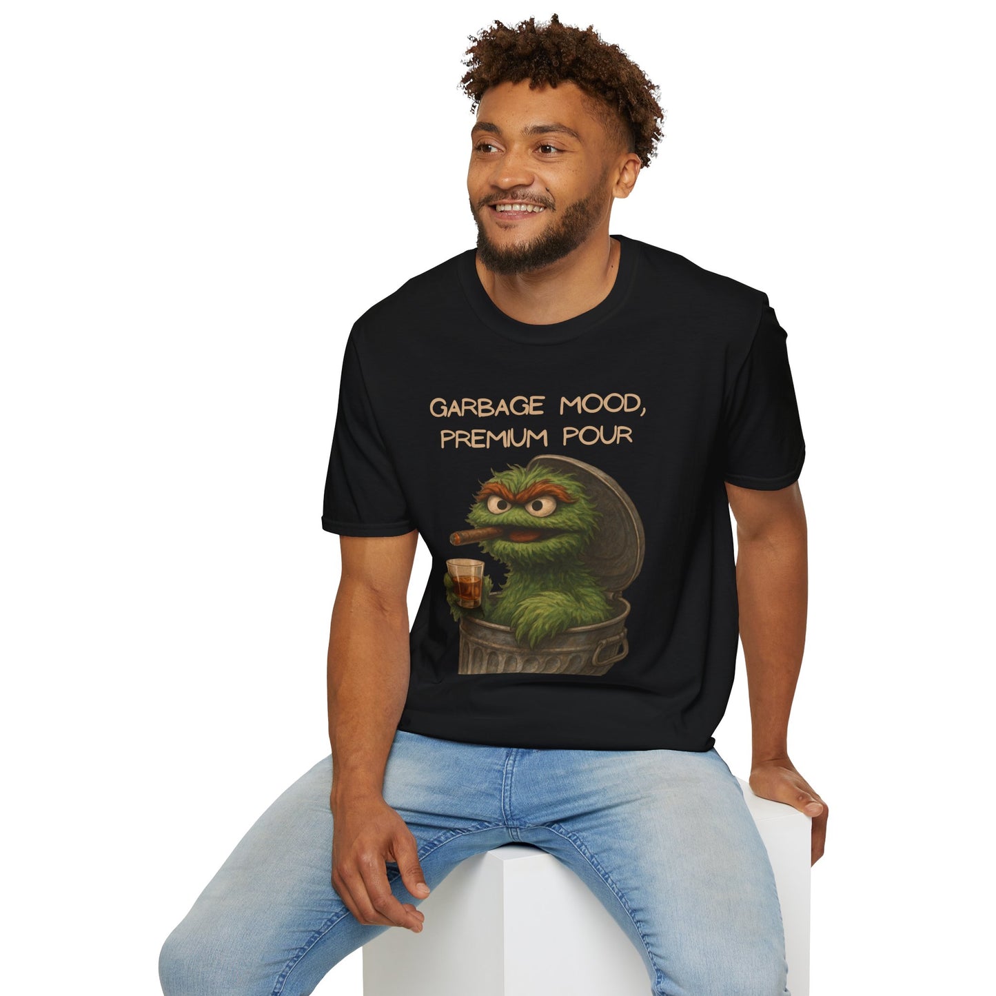 Grouchy Bourbon Unisex Softstyle T-Shirt - Fun Vintage Graphic Tee for Casual Wear