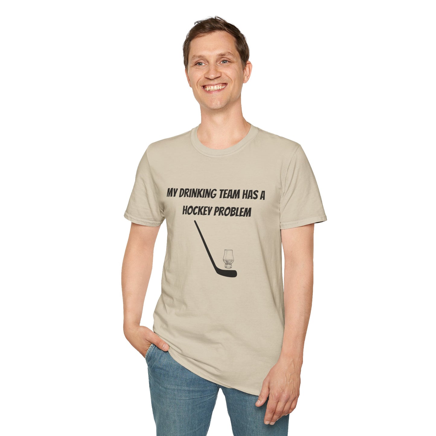 My Drinking Team Has a Hockey Problem T-Shirt | Unisex Softstyle Tee for Hockey Fans