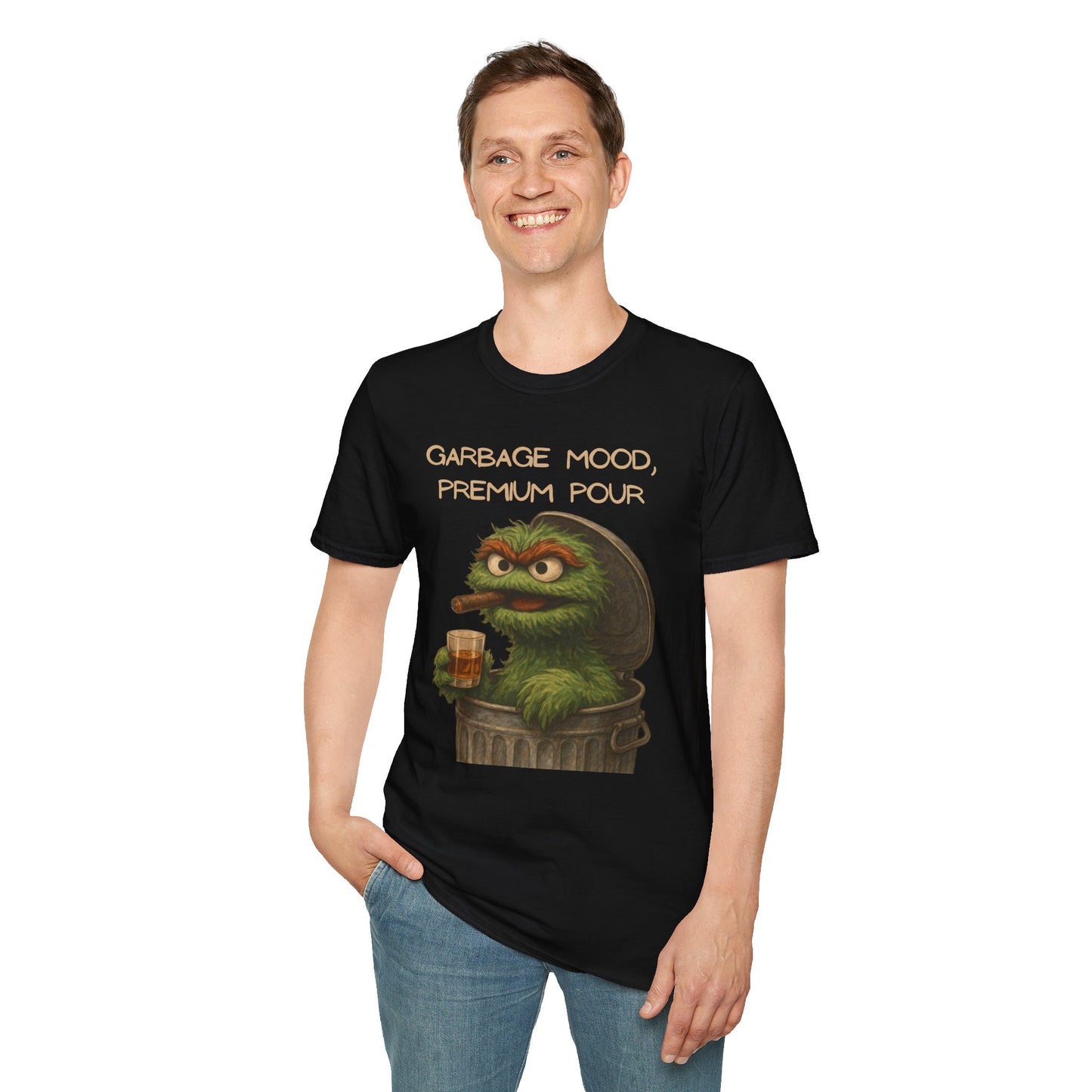 Grouchy Bourbon Unisex Softstyle T-Shirt - Fun Vintage Graphic Tee for Casual Wear