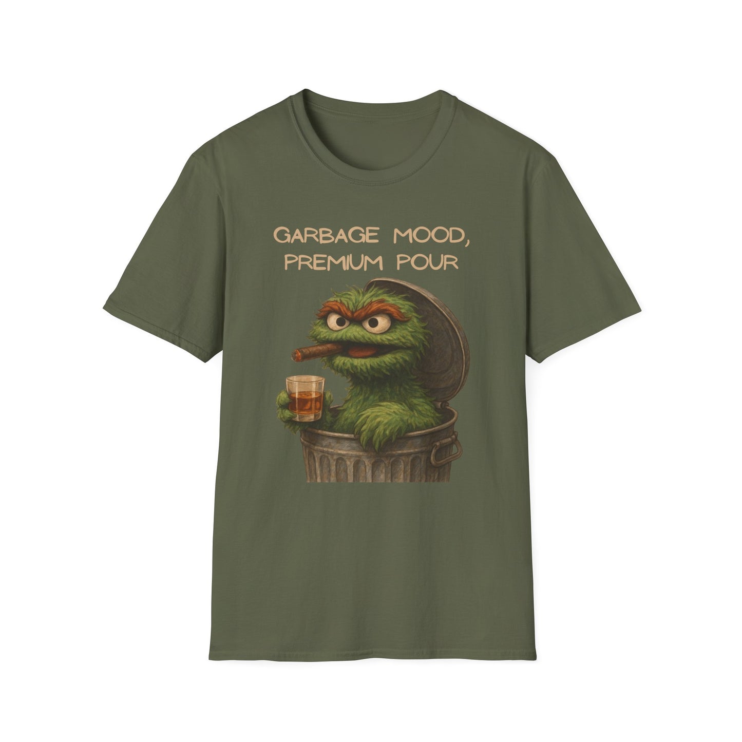 Grouchy Bourbon Unisex Softstyle T-Shirt - Fun Vintage Graphic Tee for Casual Wear